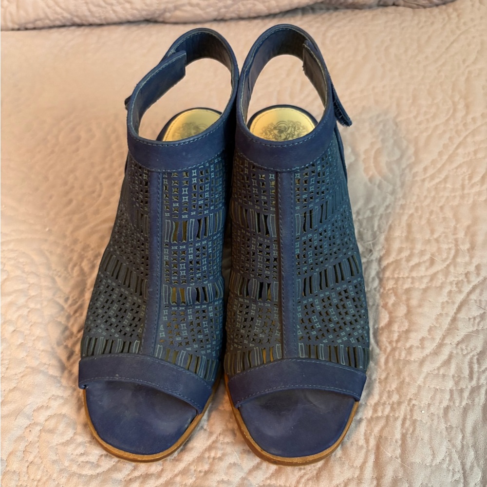 Vince Camuto Navy Peep-Toe Heels